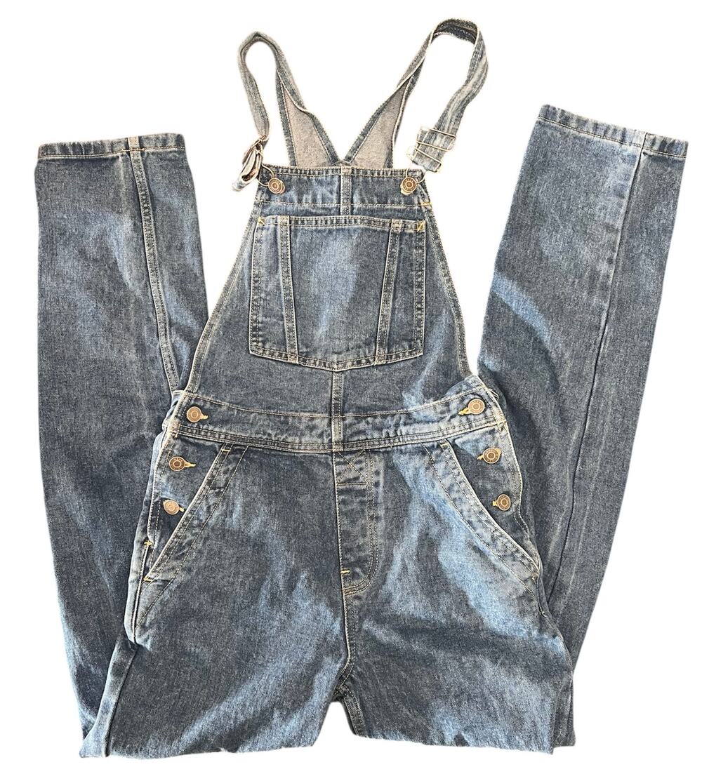 ASOS Design Distressed Denim Overalls Skinny Blue Womens US 4